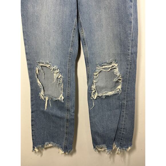 Free People We The Free Womens 25 Jeans Distressed Raw Hem Button Fly Blue Boho - Picture 4 of 11